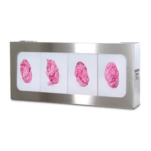 Bowman Stainless Steel Glove Box Dispenser, Quad • 22.32"W x 3.81"D x 9.99"H