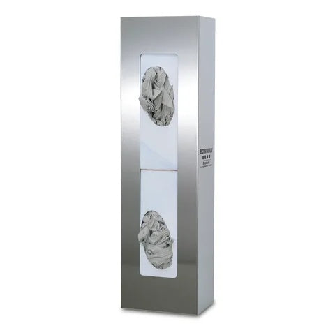 Bowman Stainless Steel Vertical Glove Box Dispenser, Double • 5.6"W x 3.94"D x 20.03"H