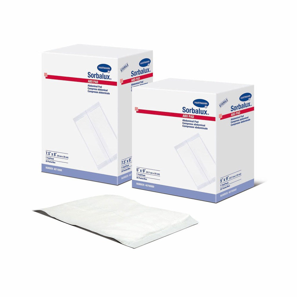 SORBALUX ABD STERILE ABDOMINAL PADS 8" X 10", 16/BOX