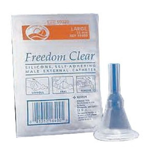 COLOPLAST FREEDOM CLEAR MALE EXTERNAL CATHETER WITH KINK-RESISTANT NOZZLE, INTERMEDIATE, 31MM DIA, SILICONE
