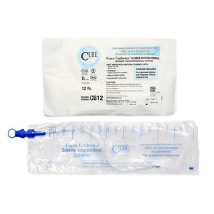 CURE CLOSED SYSTEM SINGLE STRAIGHT TIP PRE-LUBRICATED CATHETER 12 FR