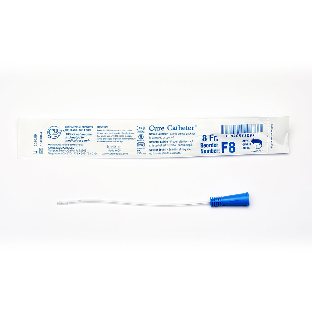 CURE FEMALE STRAIGHT TIP CATHETER 8 FR 6"