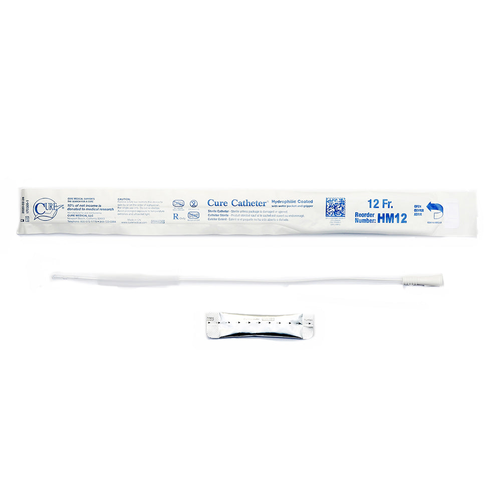 CURE HYDROPHILIC MALE STRAIGHT TIP CATHETER 12 FR 16"