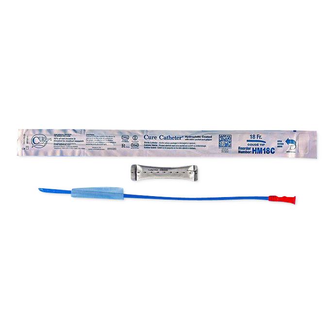 HYDROPHILIC MALE 18 FR. COUDE CATHETER