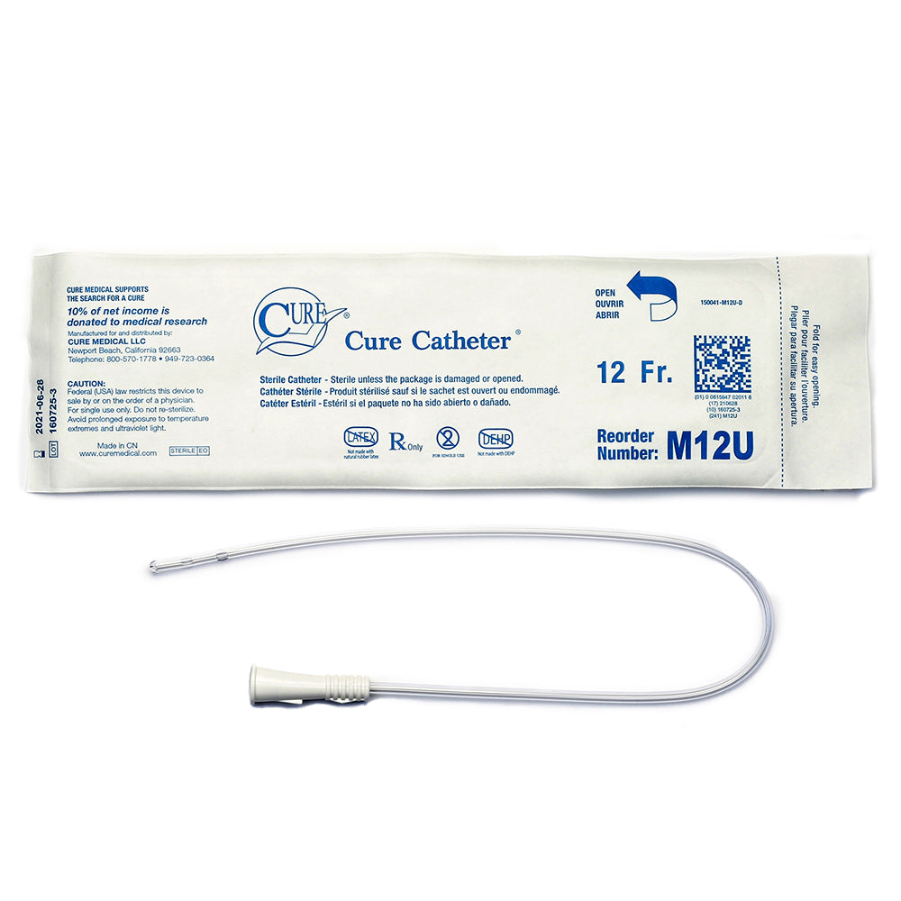 CURE MALE POCKET  STRAIGHT TIP CATHETER 12 FR  16"