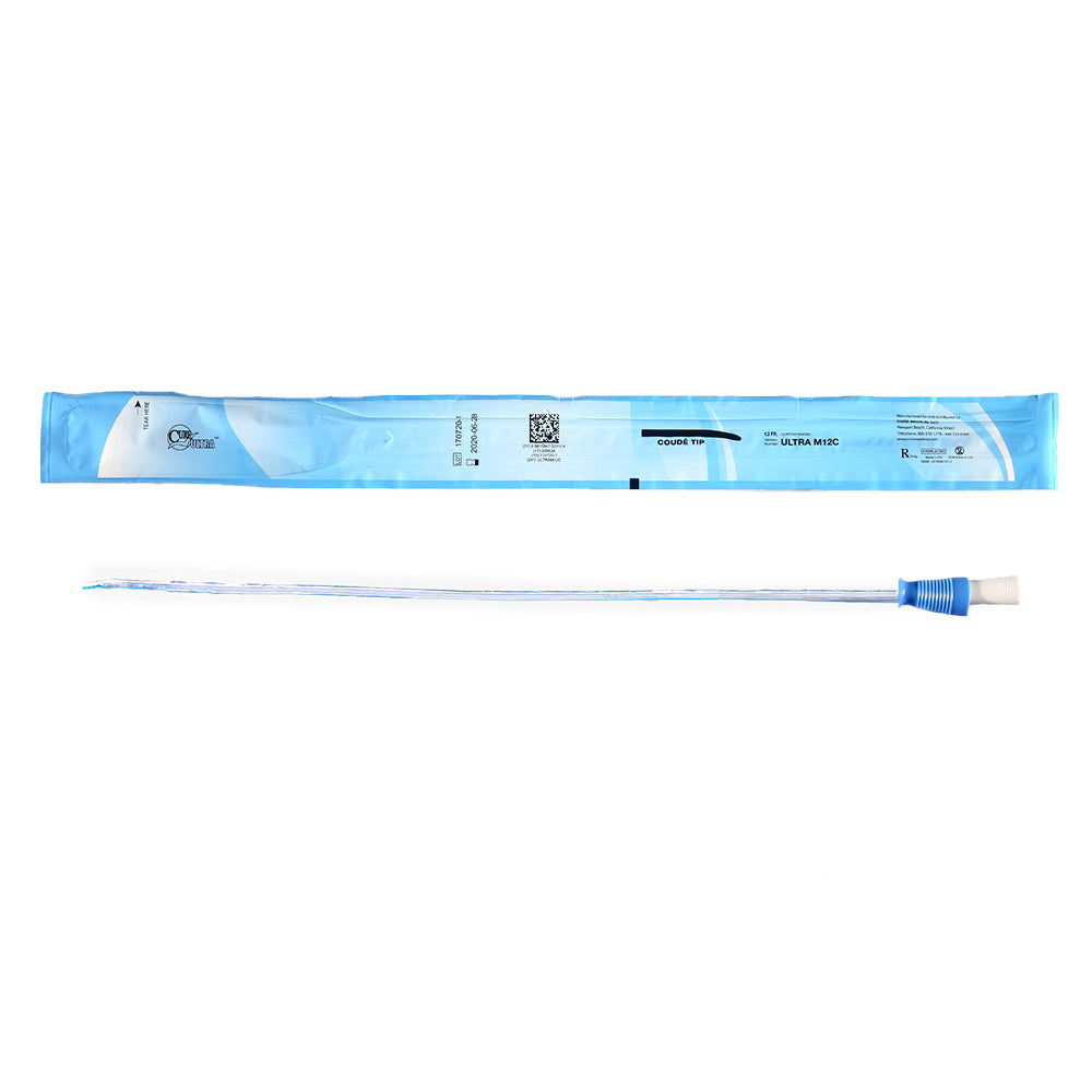 CURE MALE COUDE TIP PRE-LUBRICATED CATHETER 12 FR 16"