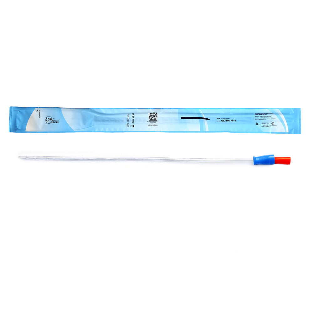 CURE MALE STRAIGHT TIP PRE-LUBRICATED CATHETER 18 FR 16"