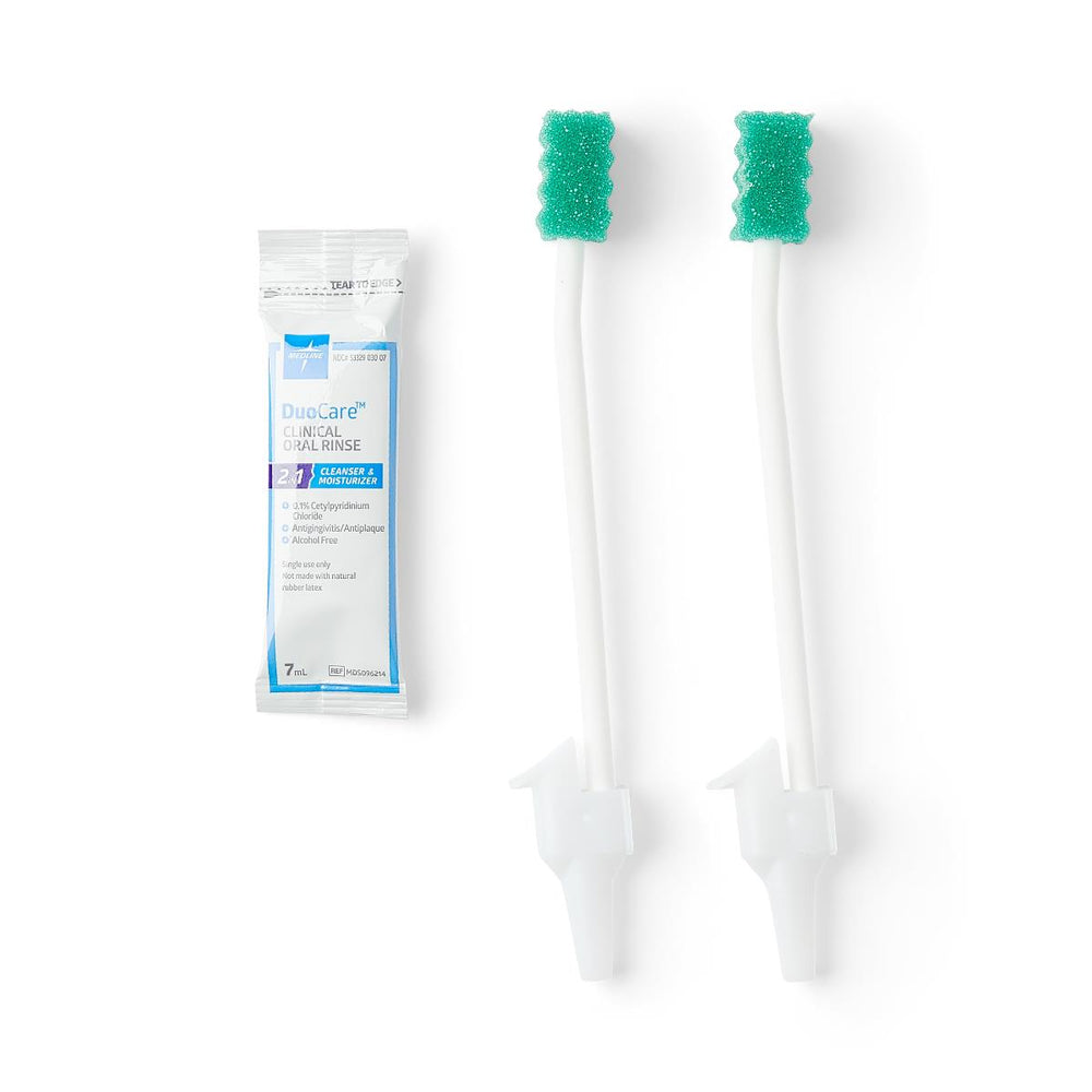 DuoCare Single-Use Oral Care Tray Kit with 2 Suction Swab