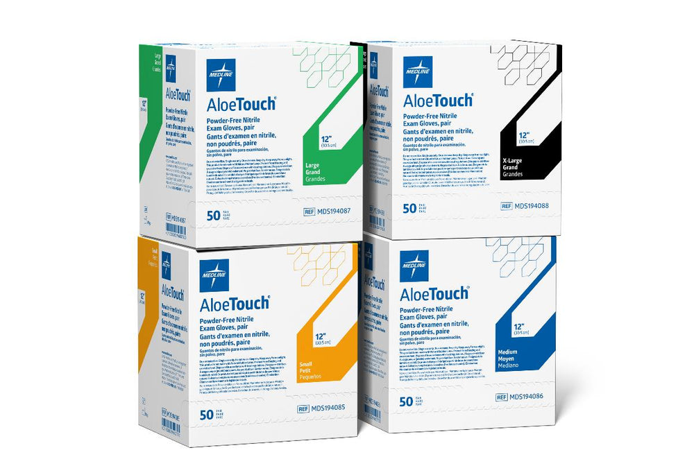 AloeTouch 12" Powder-Free Nitrile Exam Gloves, Sterile Pairs, Size L