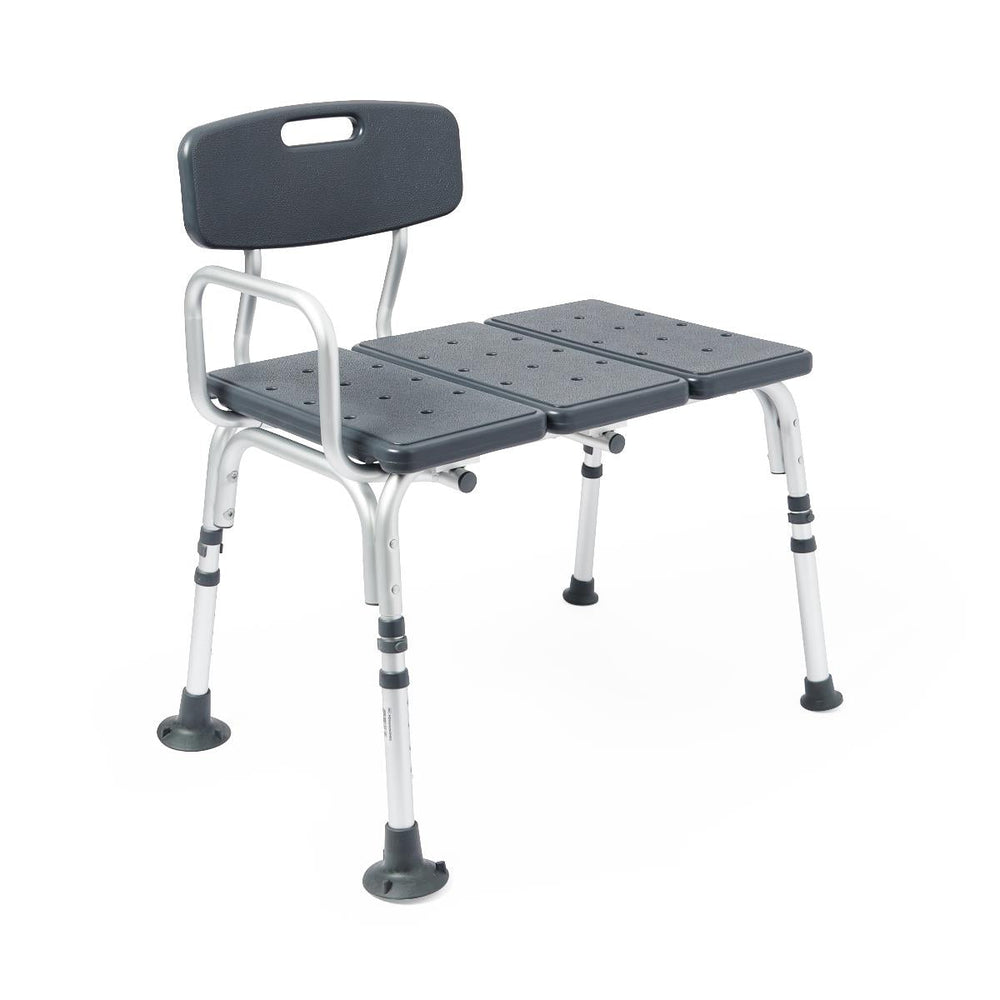 Knockdown Transfer Bench with Back and Microban Treatment, Gray