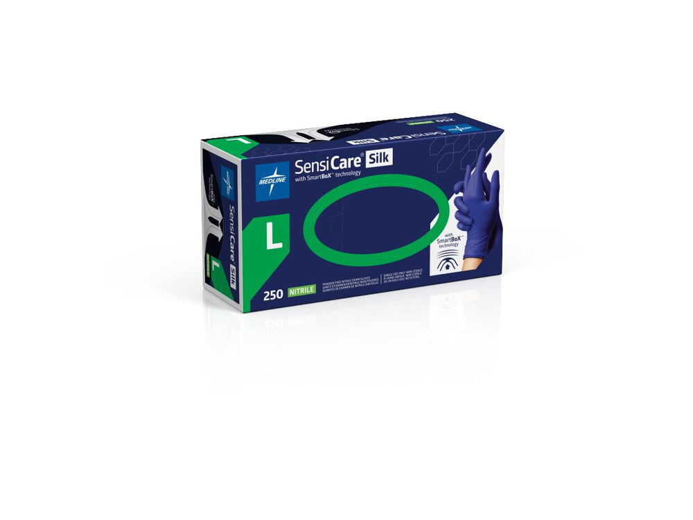 SensiCare Silk Nitrile Exam Gloves with SmartBoX Technology, Size L