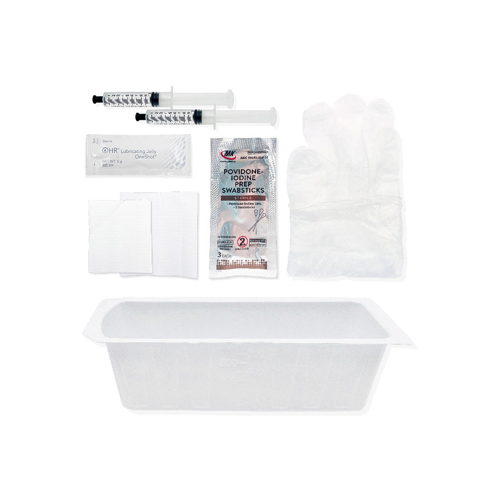 TRUCATH DUO DUAL-BALLOON CATHETER INSERTION TRAY, 800 ML PEEL-LID TRAY, 2X10 ML PRE-FILLED STERILE WATER SYRINGE, (3) PVP PRE-SATURATED SWABSTICKS, UNDERPAD, FENESTRATED DRAPE, 5 G PACKET OF LUBRICANT, AND 1 PR. LARGE VINYL GLOVES