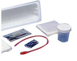 KENGUARD OPEN URETHRAL CATHETERIZATION TRAY, W RED RUBBER CATHETER, 14 FR