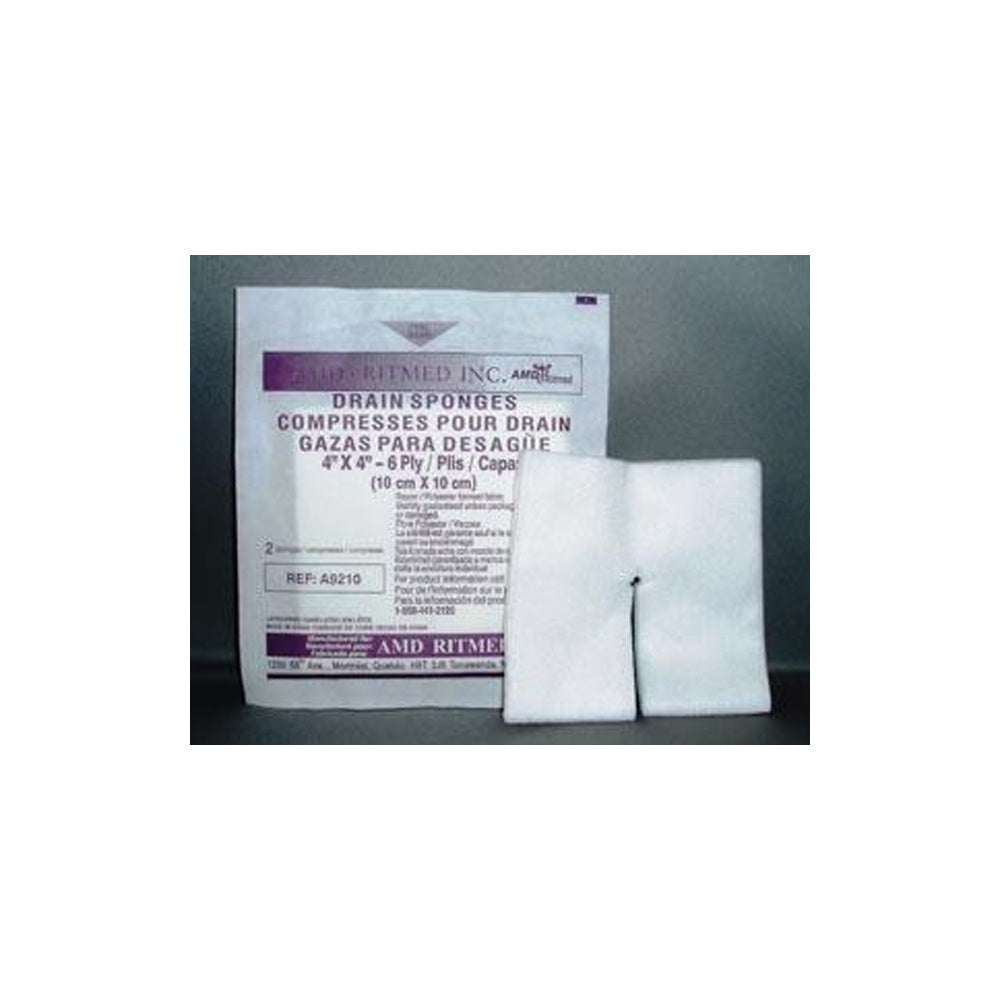 AMD RITMED NON-WOVEN DRAIN SPONGE, 6-PLY, LINT-FREE, 4" X 4", 50/BOX