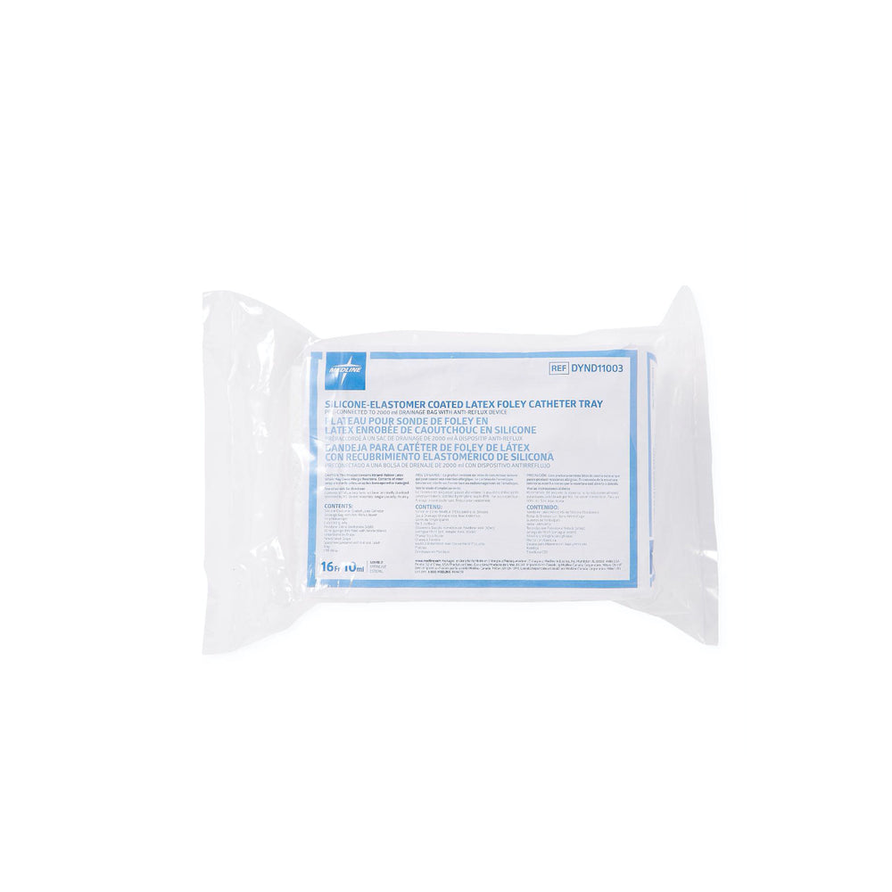 SILICONE-ELASTOMER COATED CLOSED SYSTEM FOLEY CATHETER TRAY 16 FR 10 CC