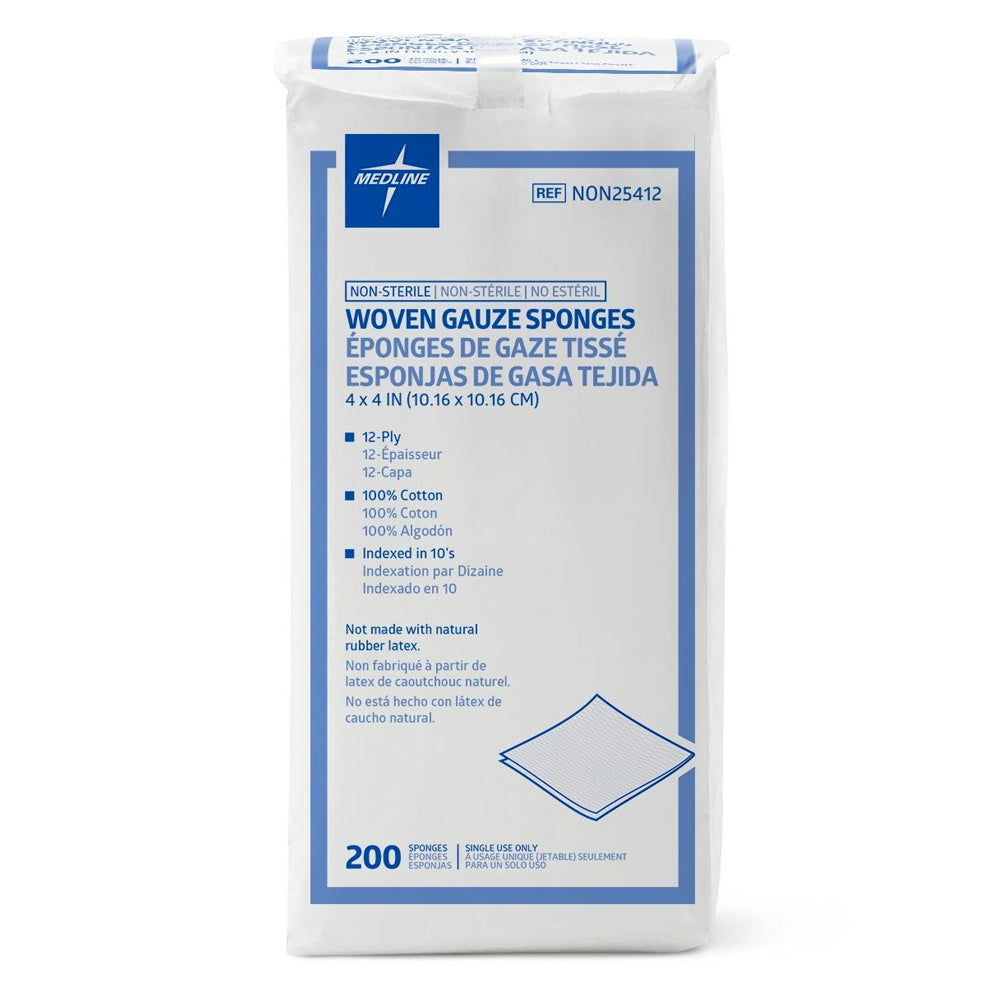 WOVEN NON-STERILE GAUZE SPONGE 4" X 4", 12-PLY