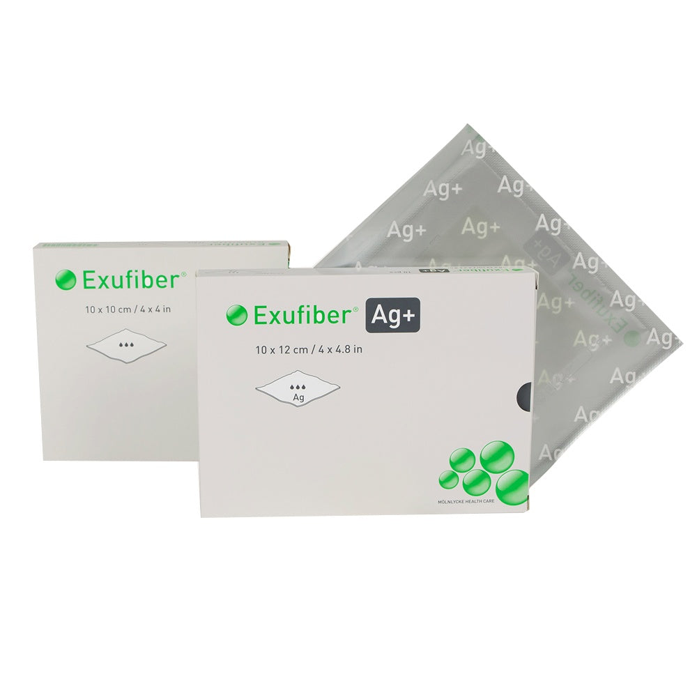 MOLNLYCKE EXUFIBER AG+  ANTIMICROBIAL GELLING FIBER DRESSING, 2" X 2", STERILE