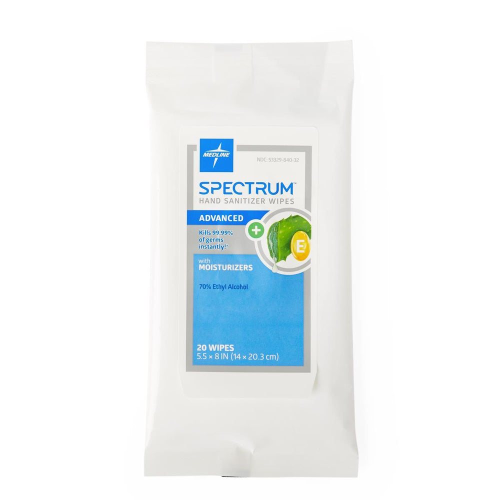 Spectrum Hand Sanitizer Wipes with 70% Ethyl Alcohol, 20 Wipes/Pack