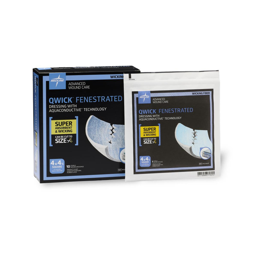 Qwick Fenestrated Nonadhesive Dressing with Aquaconductive Technology, 4.25" x 4"