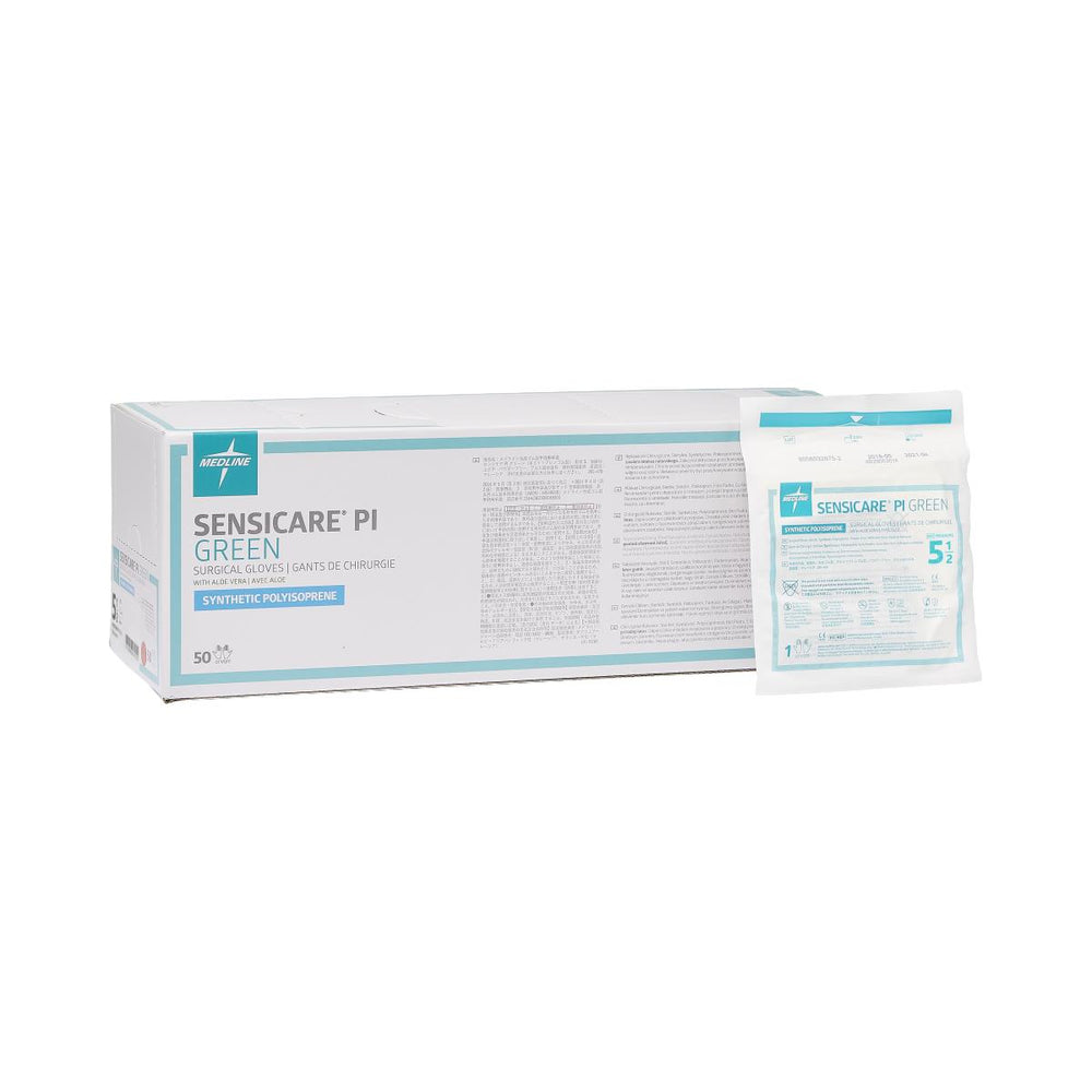 SensiCare PI Green Powder-Free Surgical Gloves, Size 5.5