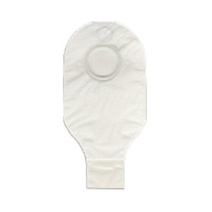 12" drainable one piece pouch extended wear cut to fit beige with tape collar and standard curved tail closure