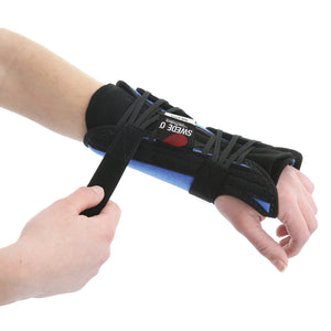 POWERWRAP RIGHT WRIST BRACE WITH QUICK PULL STRAP, BLUE