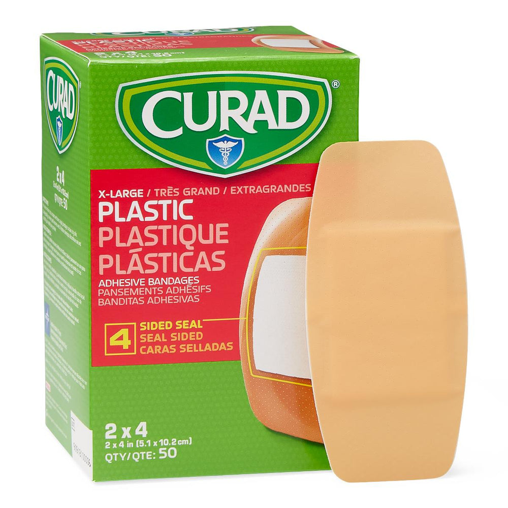 CURAD Plastic Adhesive Bandage, 2" x 4"