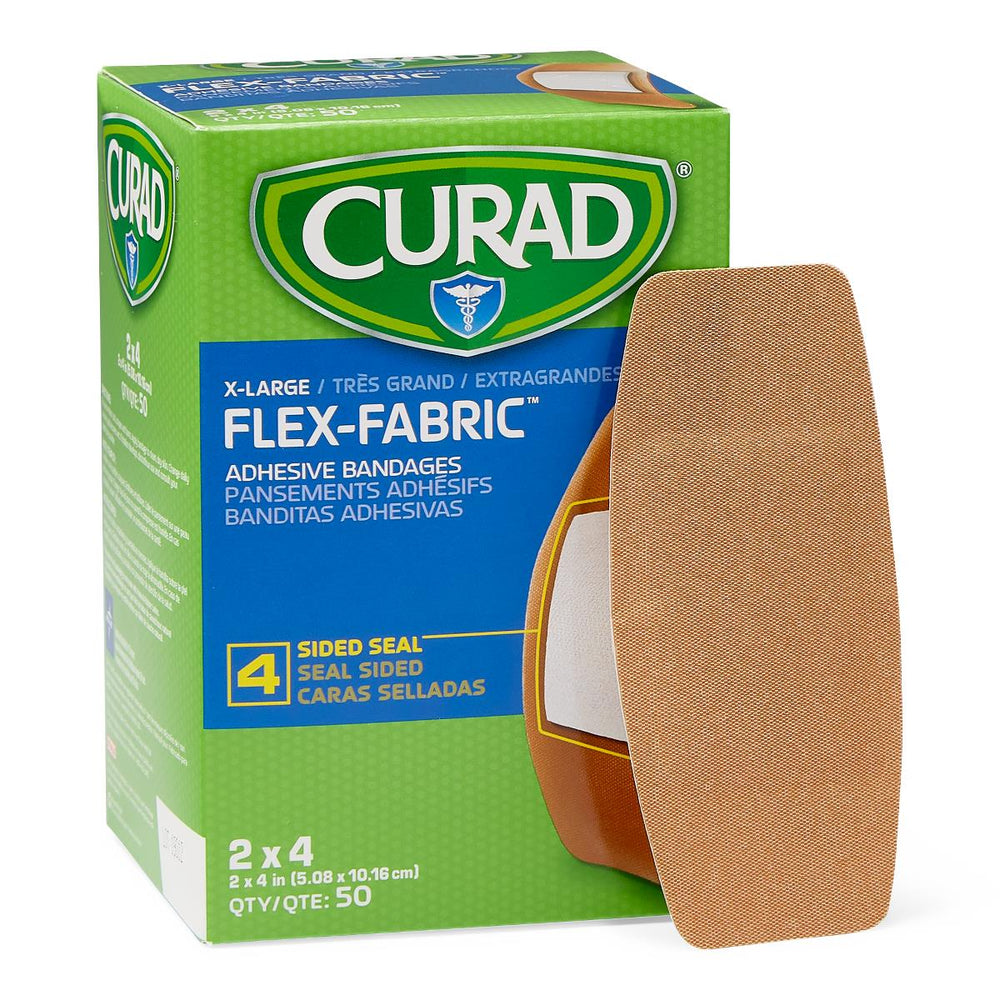 CURAD Flex-Fabric Adhesive Bandages, Extra Large 2" x 4" Strip, Single Sample Bandage