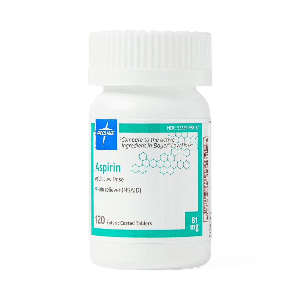 Medline Aspirin, Enteric Coated Tablets, 81 mg, 120/Bottle