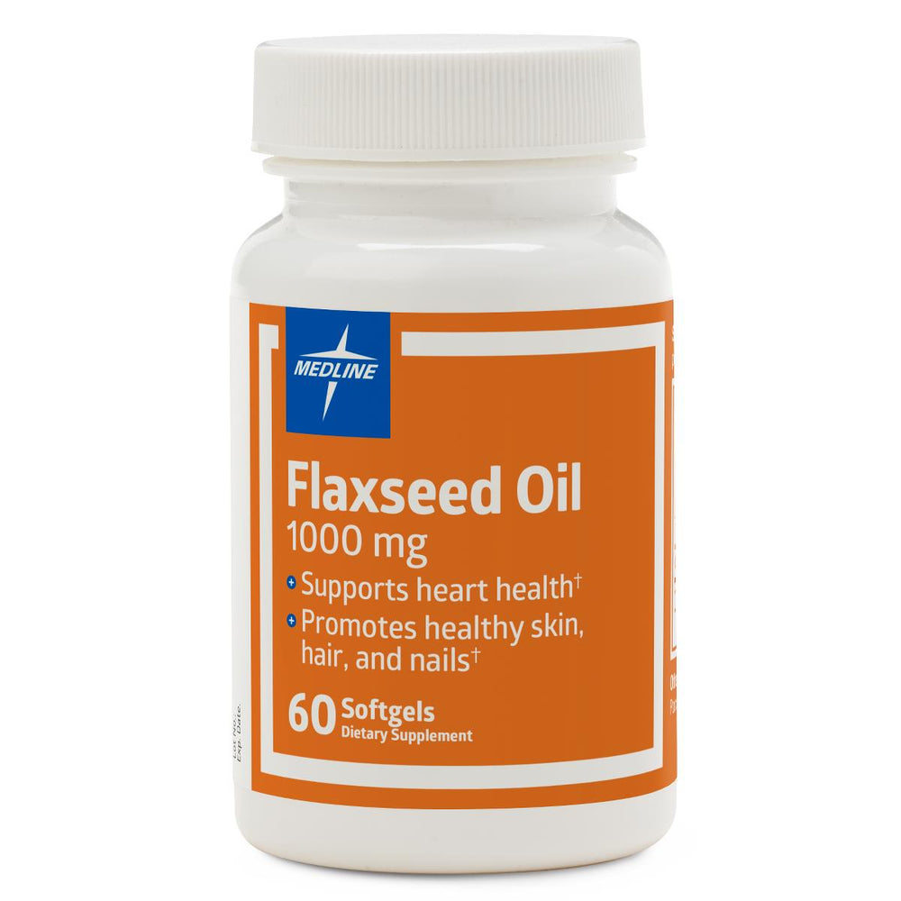 Medline Flaxseed Oil Softgel, 1,000 mg, 60/Bottle, 48 Bottles/Case