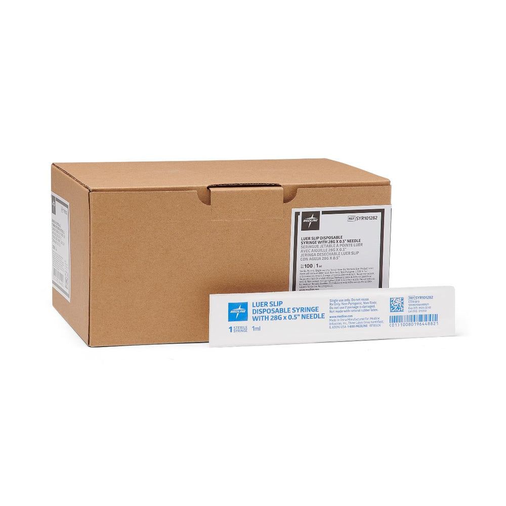Health Care Logistics TB Syringe with 28G x 1/2" Hypodermic Needle, 1 mL