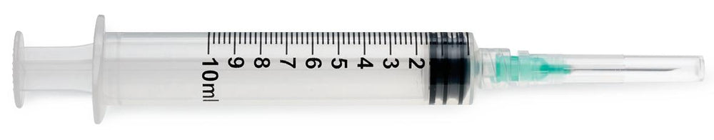 Health Care Logistics Luer-Lock Syringe with 21G x 1" Hypodermic Needle, 10 mL