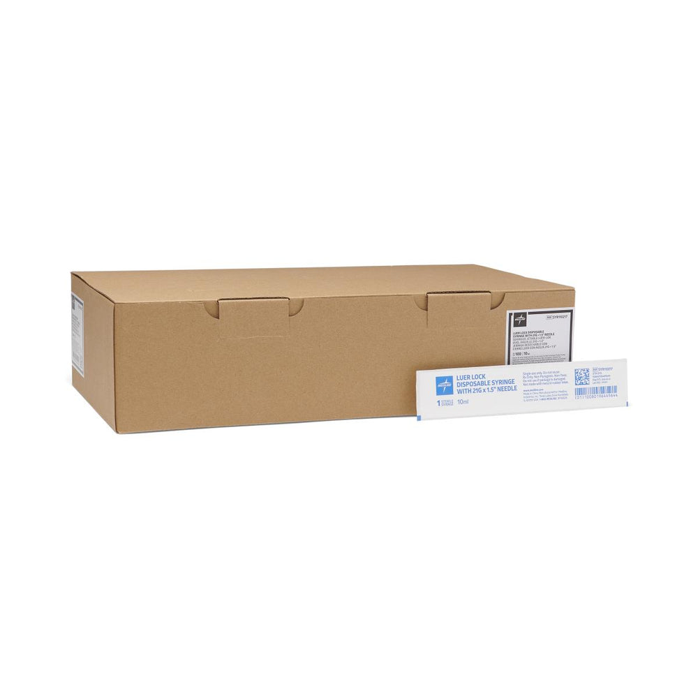 Health Care Logistics Luer-Lock Syringe with 21G x 1.5" Hypodermic Needle, 10 mL