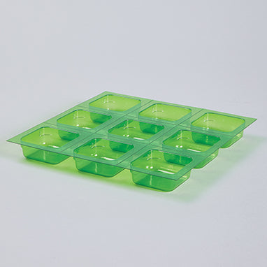 Health Care Logistics EZ Grid™ Class B Green Square Blisters, Large, PVdc