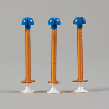 Health Care Logistics® by Comar® Oral Dispensers with Tip Caps, 0.5mL, Amber with White Plungers