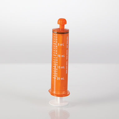 Health Care Logistics NeoMed® Oral Dispensers with Tip Caps, 20mL, Amber/White Markings, 100 Pack