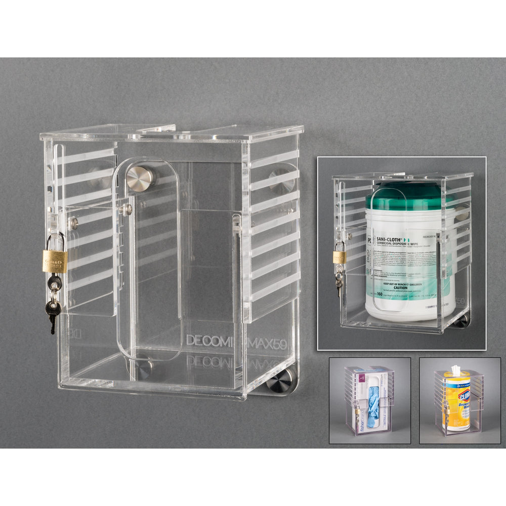 Deco Universal Wipe Cannister Holder-Adjustable, Lockable (SSCAP4, padlock)
