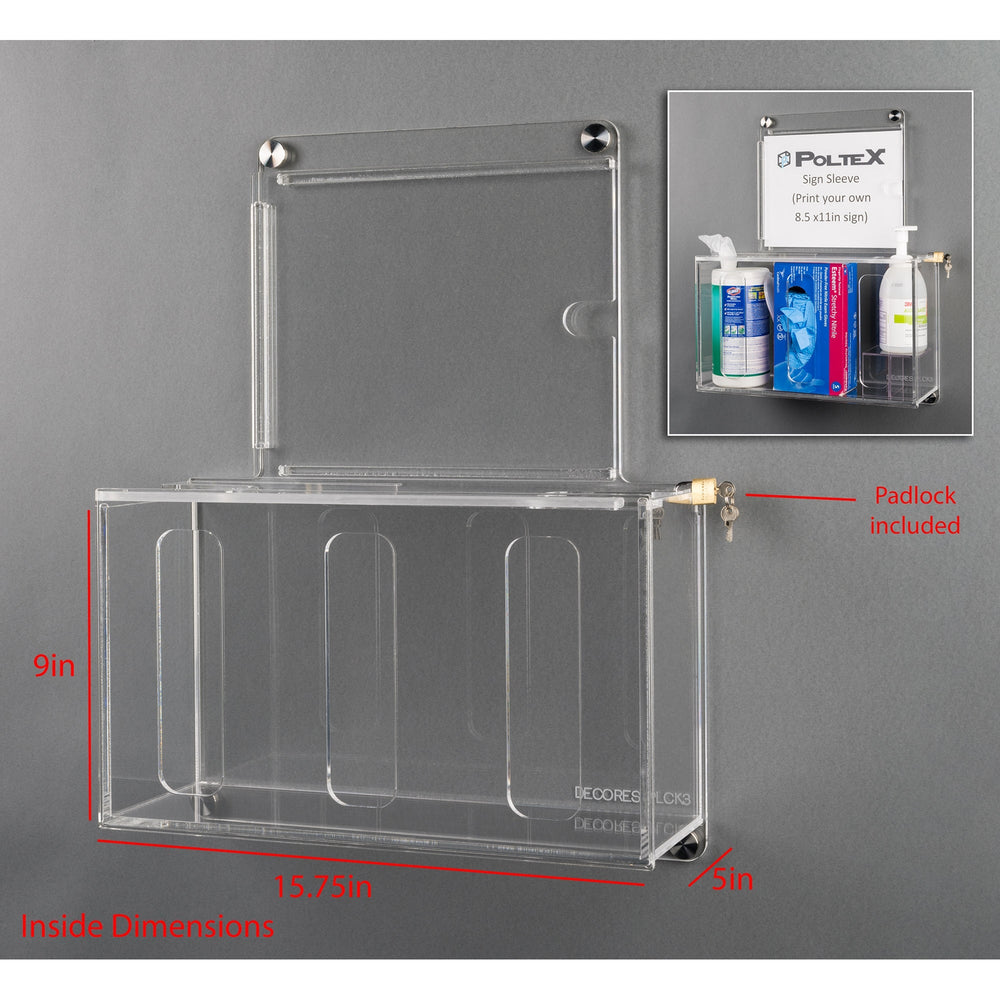 Deco Locking Sanitizing Station with Sign Sleeve-3 Position (SSCAP4, riser, padlock)