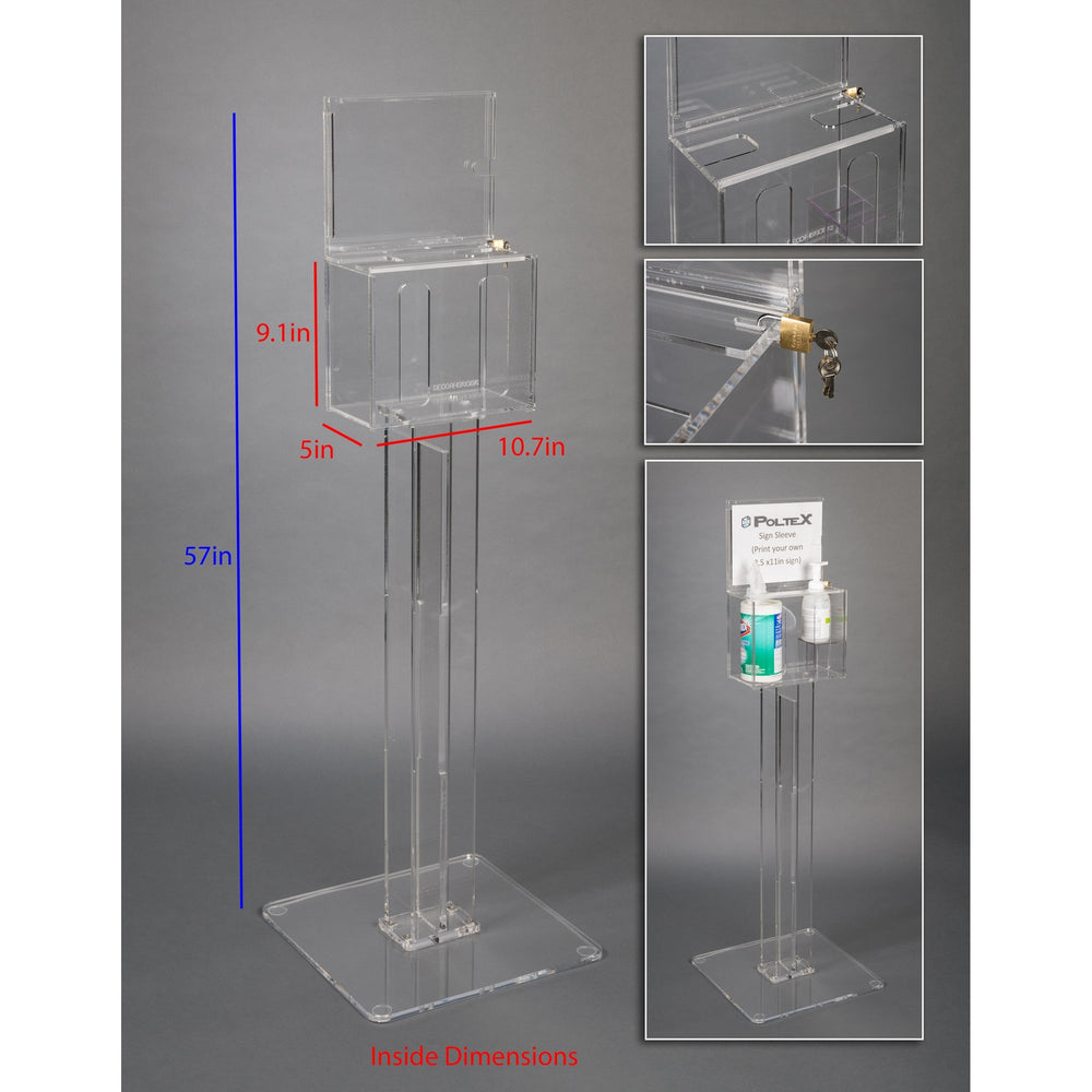 Deco Resp Hygiene Kiosk w/ Sign Sleeve-2 Pos (AC Stand, AC STAND Kit, Riser, padlock)