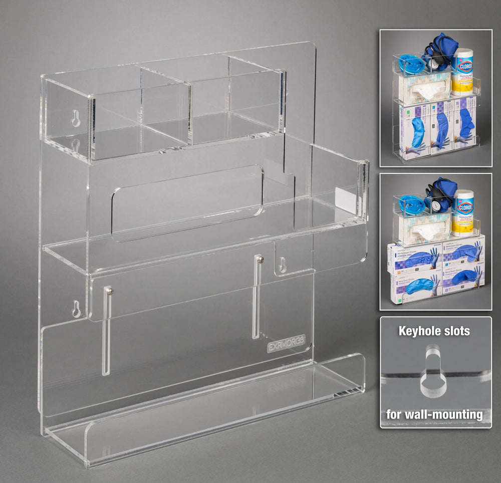 Exam Room Organizer-Glove Box, Tissue, Wipe Can, Emesis Bag (Wall Mount, K14)