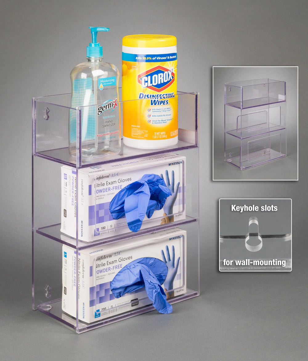 Two Glove Box Holder w/Bin (Bump, Wall Mount)