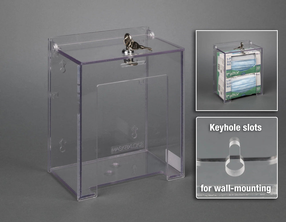 Locking Mask Box Holder-2 Box (Wall Mount)