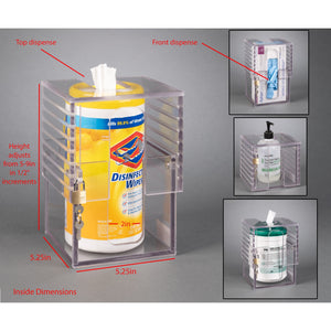 Universal Wipe Cannister Holder-Locking, Adjustable ([4ea: 10-32x7/16,10-32 Sqnut INST]VHB Tape, Padlock)