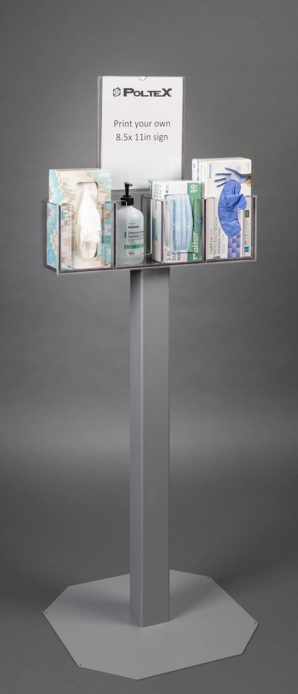 4 Position Respiratory Hygiene Station (3STL Steel Stand, RHS 3STL Kit, Sign Sleeve)