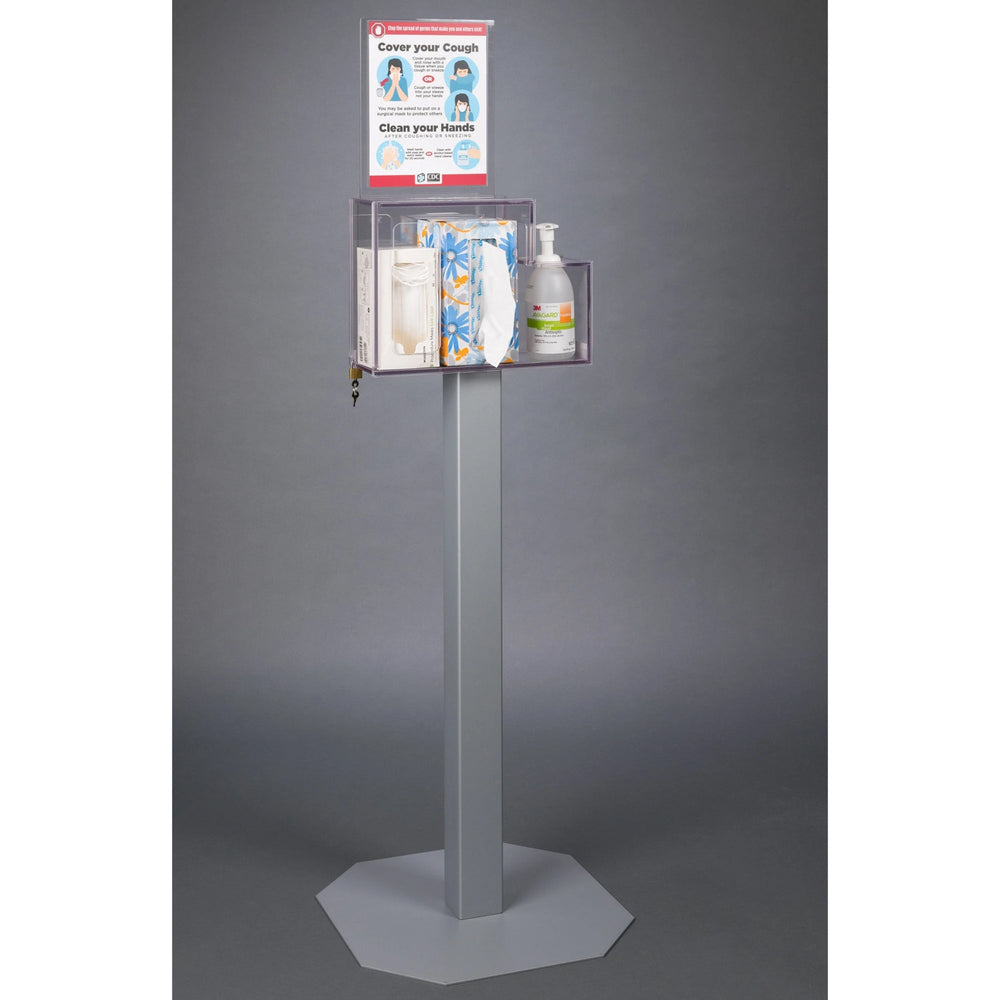 Theft Deterrent/Locking Respiratory Hygiene Station G (3STL Stand, RHS 3STL Kit, Decal Sign, Padlock)