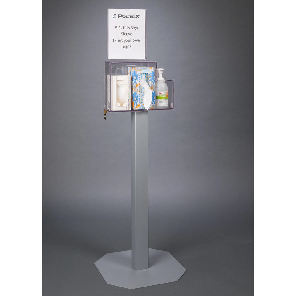 Theft Deterrent/Locking Respiratory Hygiene Station G (3STL Stand, RHS 3STL Kit, Padlock, Sign Sleeve)