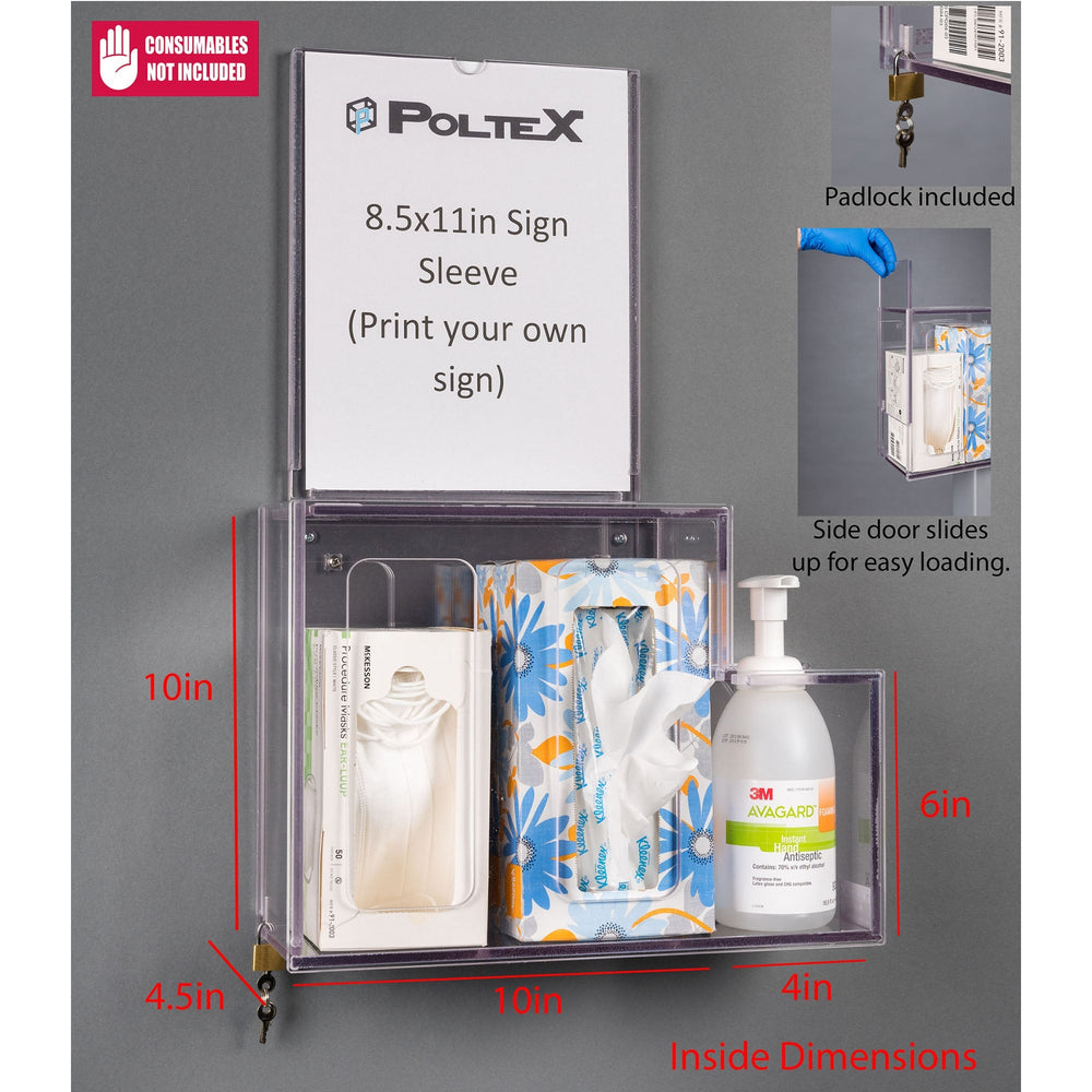 Theft Deterrent/Locking Respiratory Hygiene Station G (SLV Wall Sign, RHS Wall Kit, Padlock)