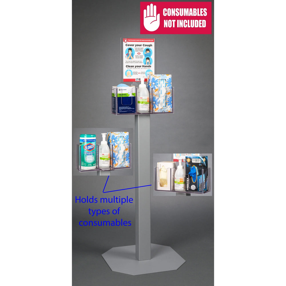 Respiratory Hygiene Station Q (3STL Steel Stand, RHS 3STL Kit, Decal Sign)