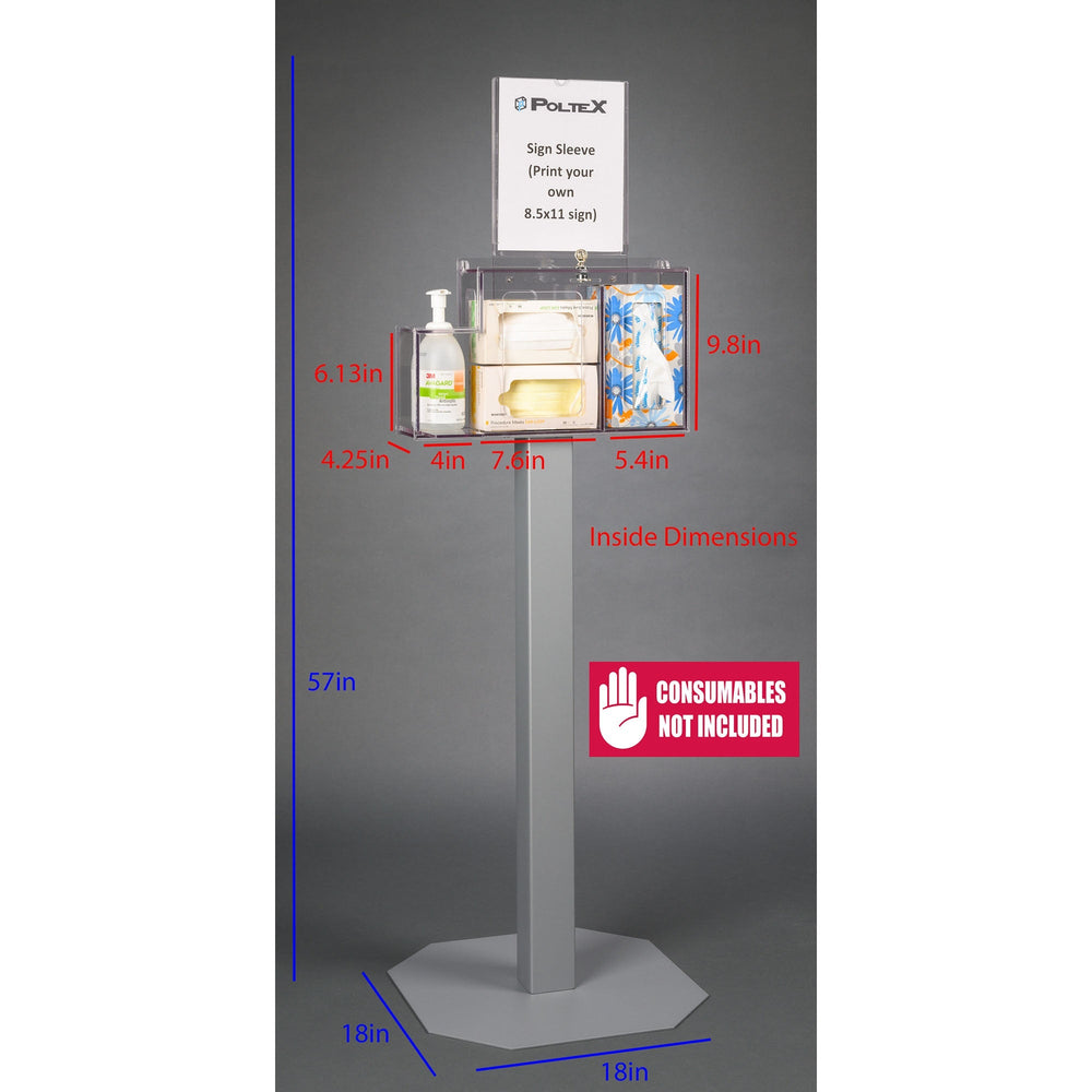 Locking Respiratory Hygiene Station S (3STL Steel Stand, Sign Sleeve)