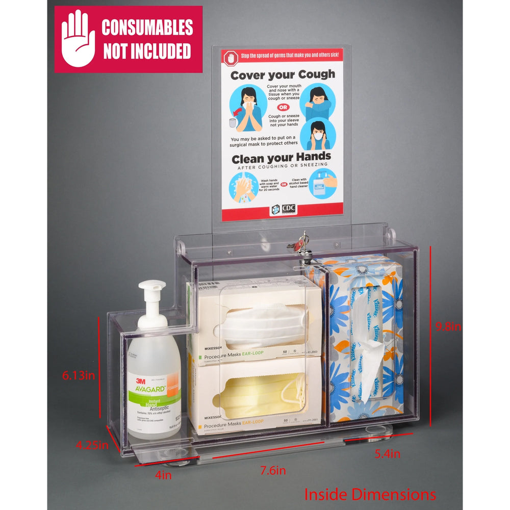 Locking Respiratory Hygiene Station S (3STL Steel Stand, Sign Sleeve) RESPS-CT-DCL